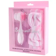 Set traka za kosu i četka za lice - Roze