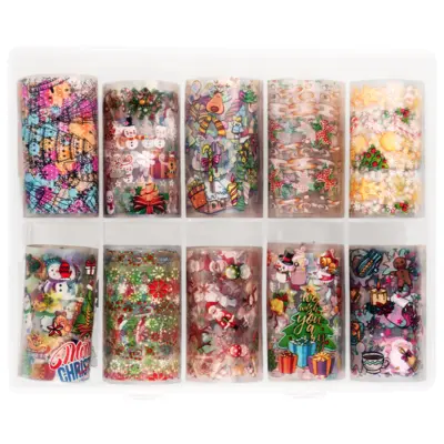 Nail Art Transfer Foils TF001-1 New Year 10pcs