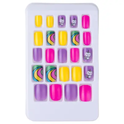 Press on tipse - Purple & Yellow