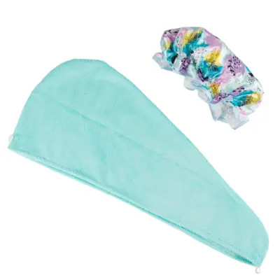 Set kapa za tuširanje i turban Turquoise Abstract
