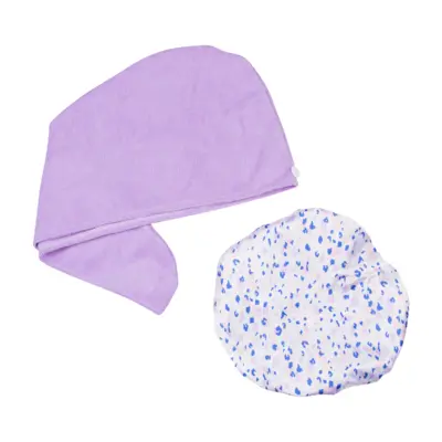 Set kapa za tuširanje i turban - Pink Hues Leopard