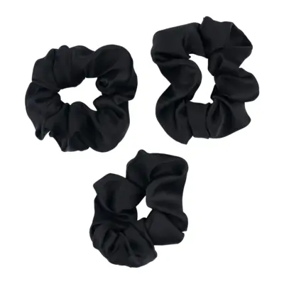Satenske gumice za kosu 3/1 - Scrunchies - Crne