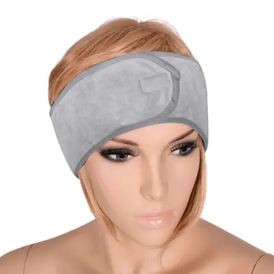 Traka za kosu sa čičkom - frotir - Siva